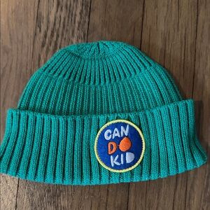 Teal Ribbed Beanie with Patch worn once